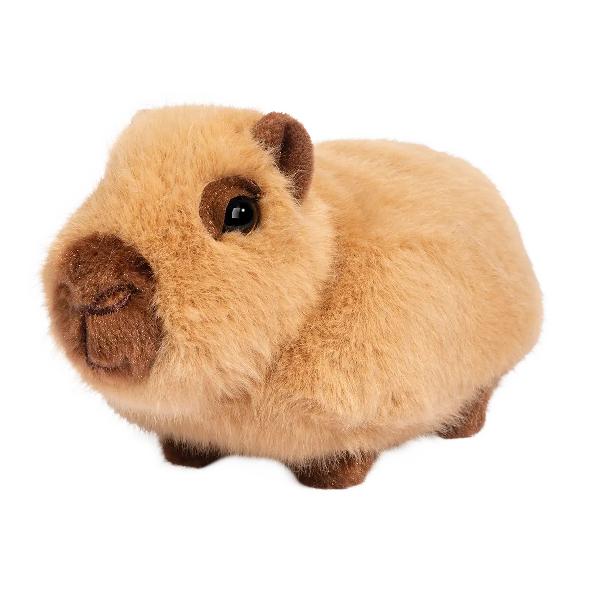 A loaf looking capybera plush with sleepy eyes and a chill disposition
