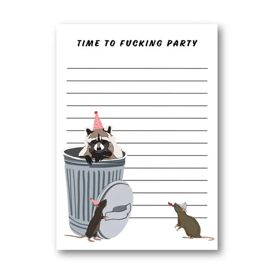 Time to F*cking Party Raccoon Notepad