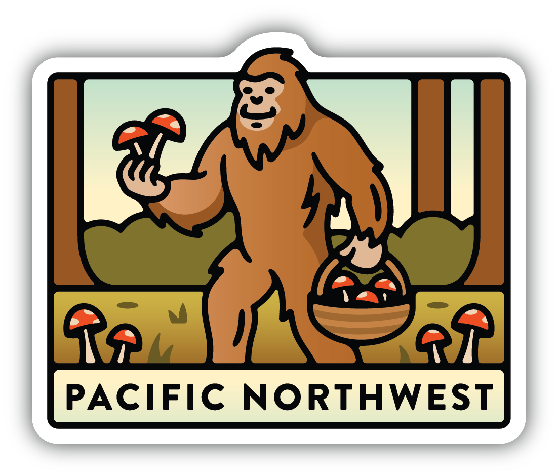 Pacific Northwest Mushroom Sasquatch ND Sticker