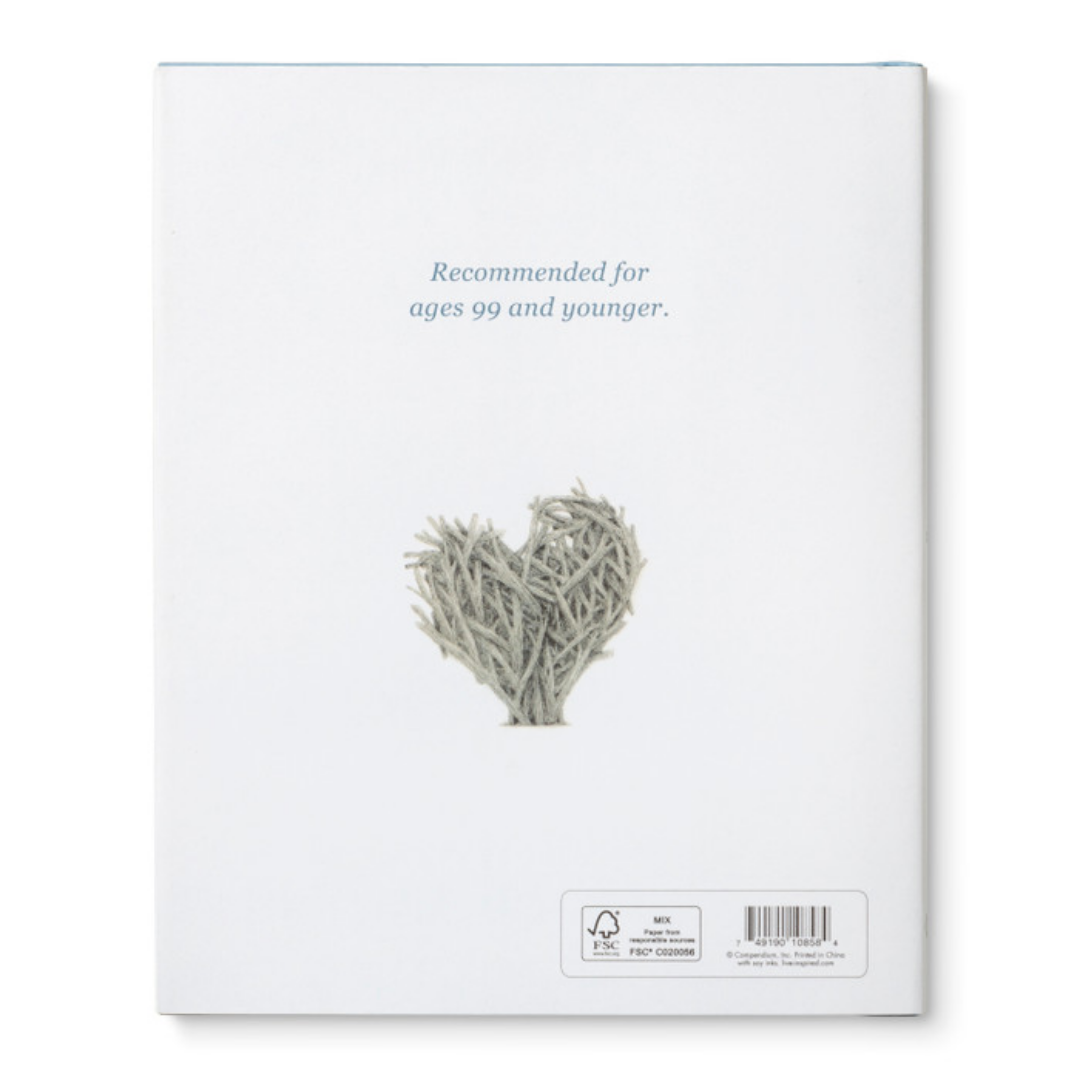 Back cover of "Chasing Dreams" "Recommended for ages 99 and younger" with an illustration of a heart made of branches.