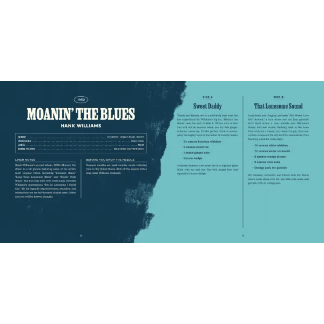 Sample from the book features drinks inspired by Hank Williams "Moanin' The Blues"
