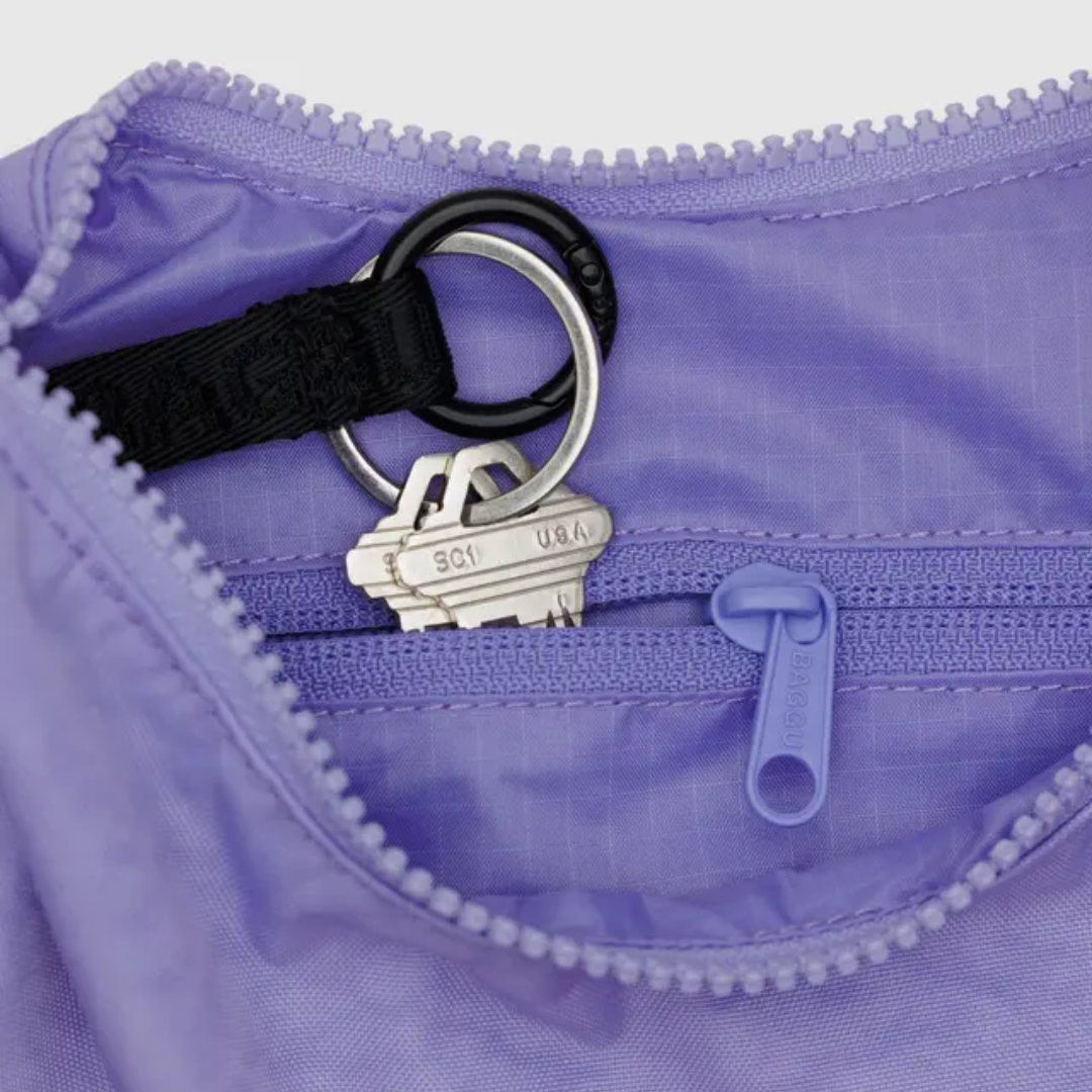 Detail of interior zip pocket and key strap