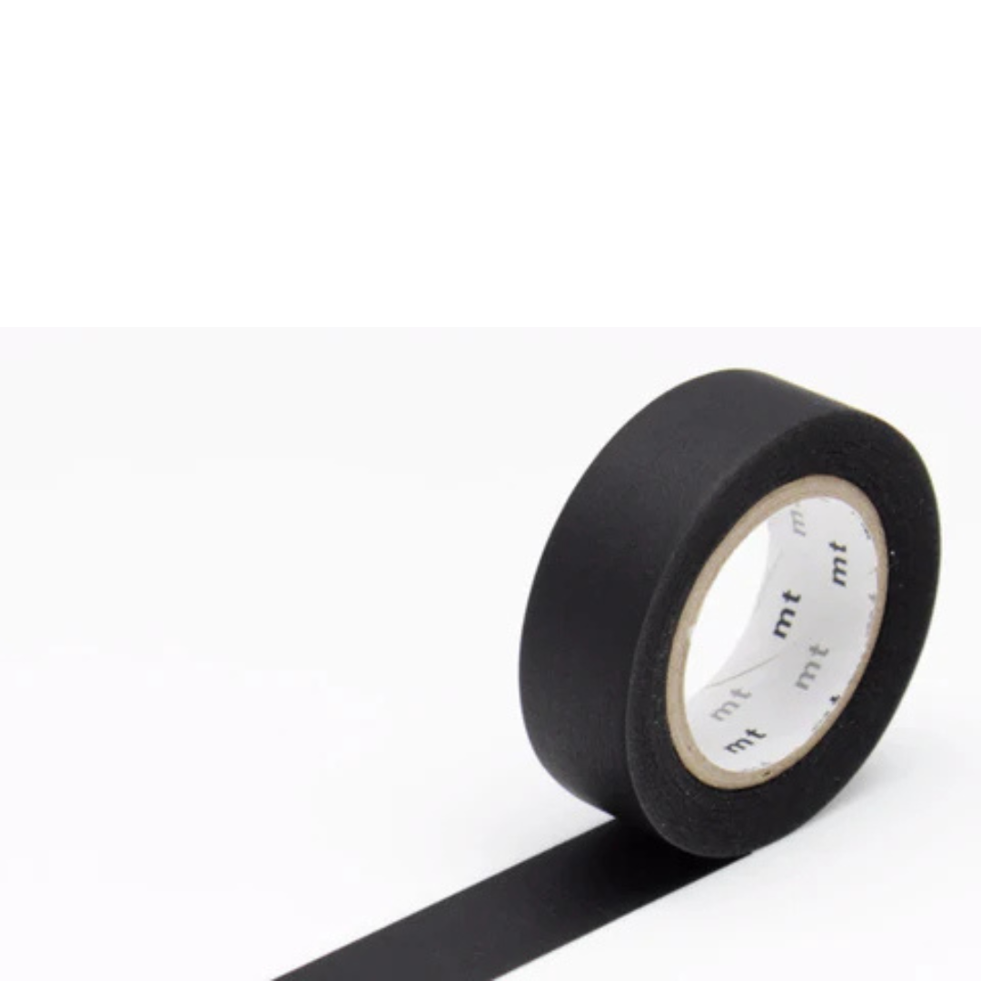 Black masking tape against a white background.