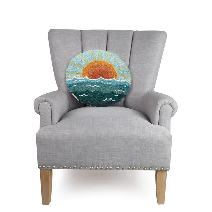 Circular Sun Seascape Pillow