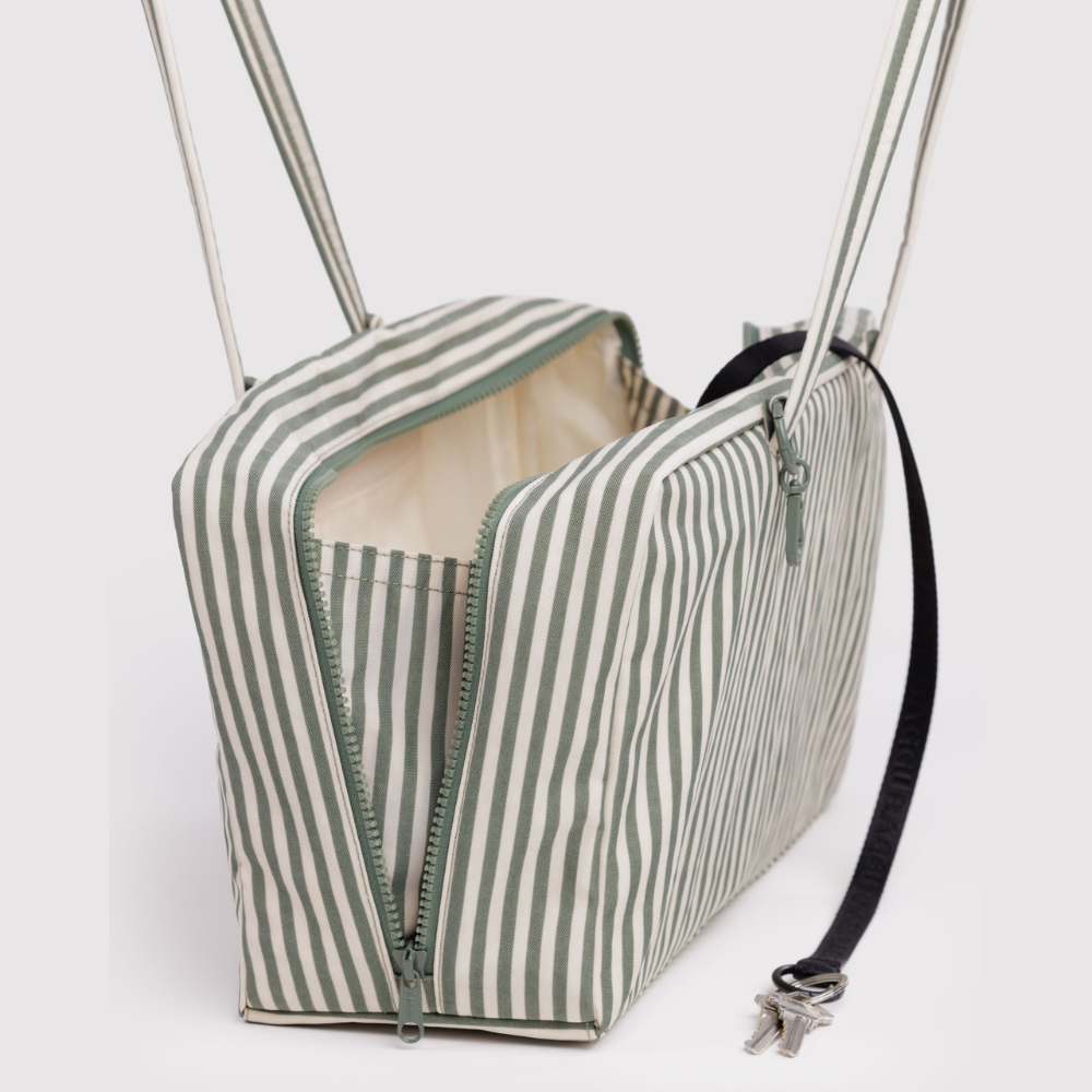 Baggu Medium Nylon Bowler Bag - Sage Stripe