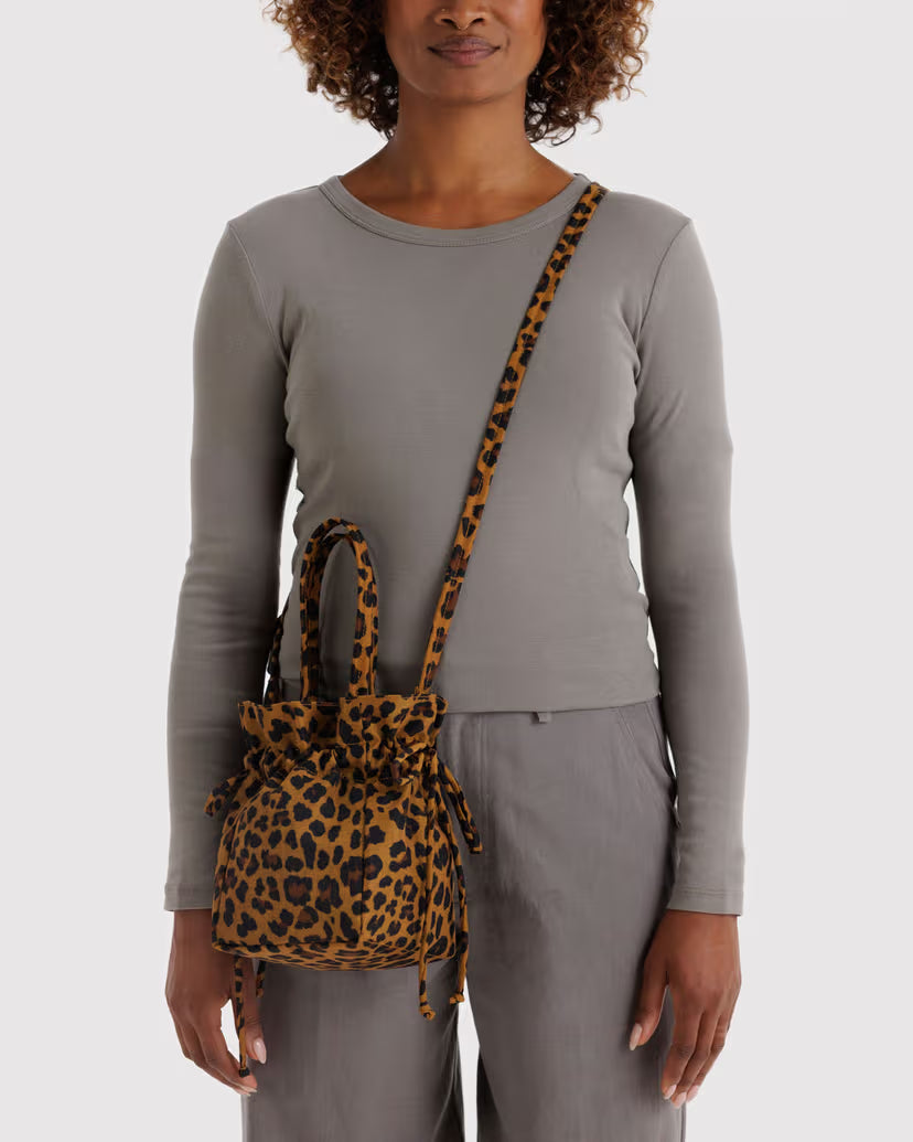 Baggu Nylon Drawstring Bag- Leopard