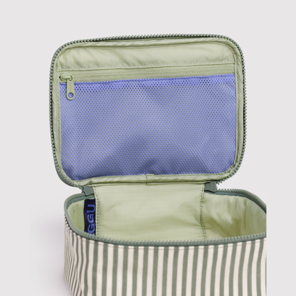 Baggu Small Cosmetic Case - Sage Stripe