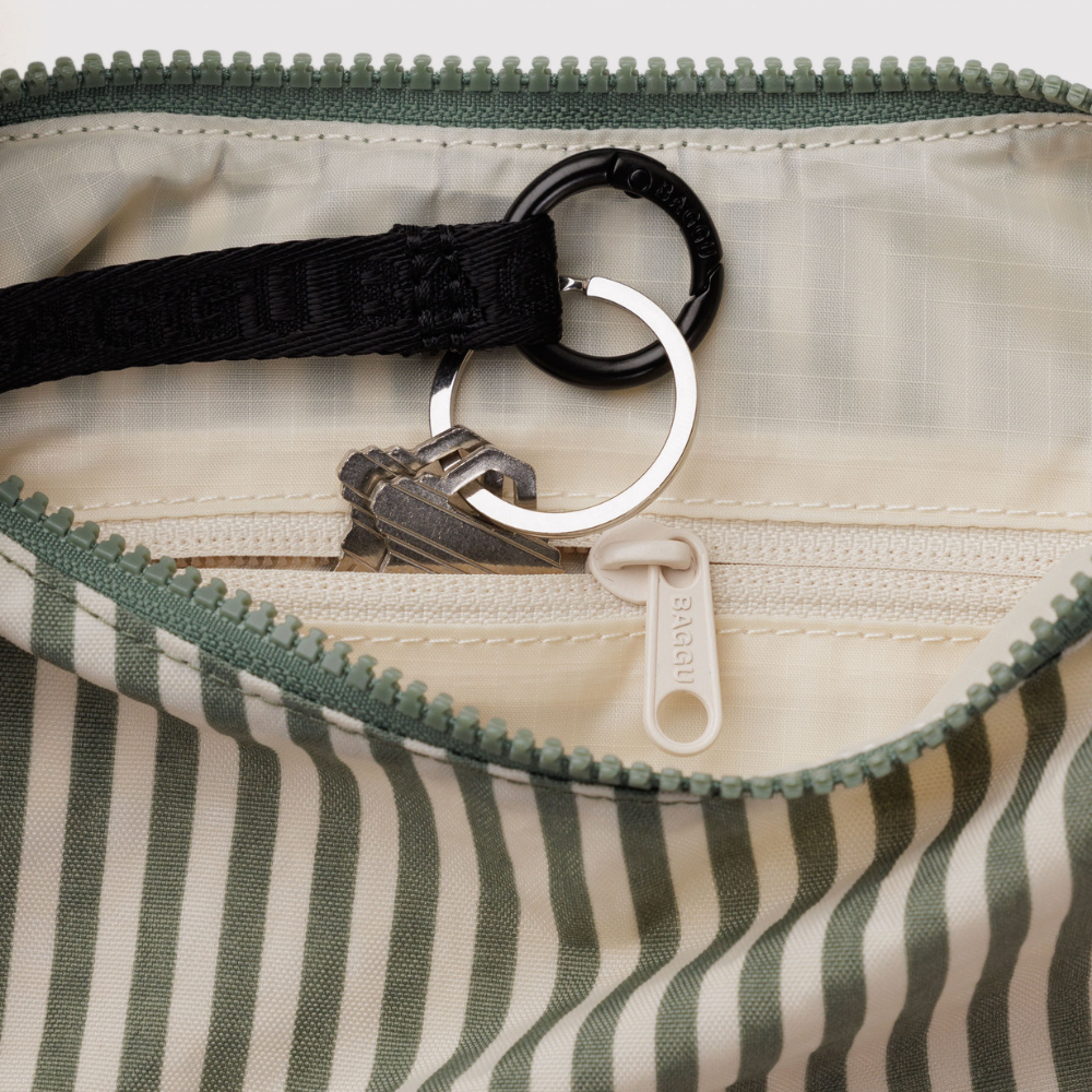 Baggu Small Nylon Crescent Bag - Sage Stripe