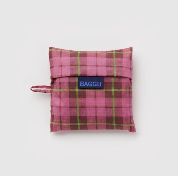 Baggu Standard Bag - Azalea pink Tartan