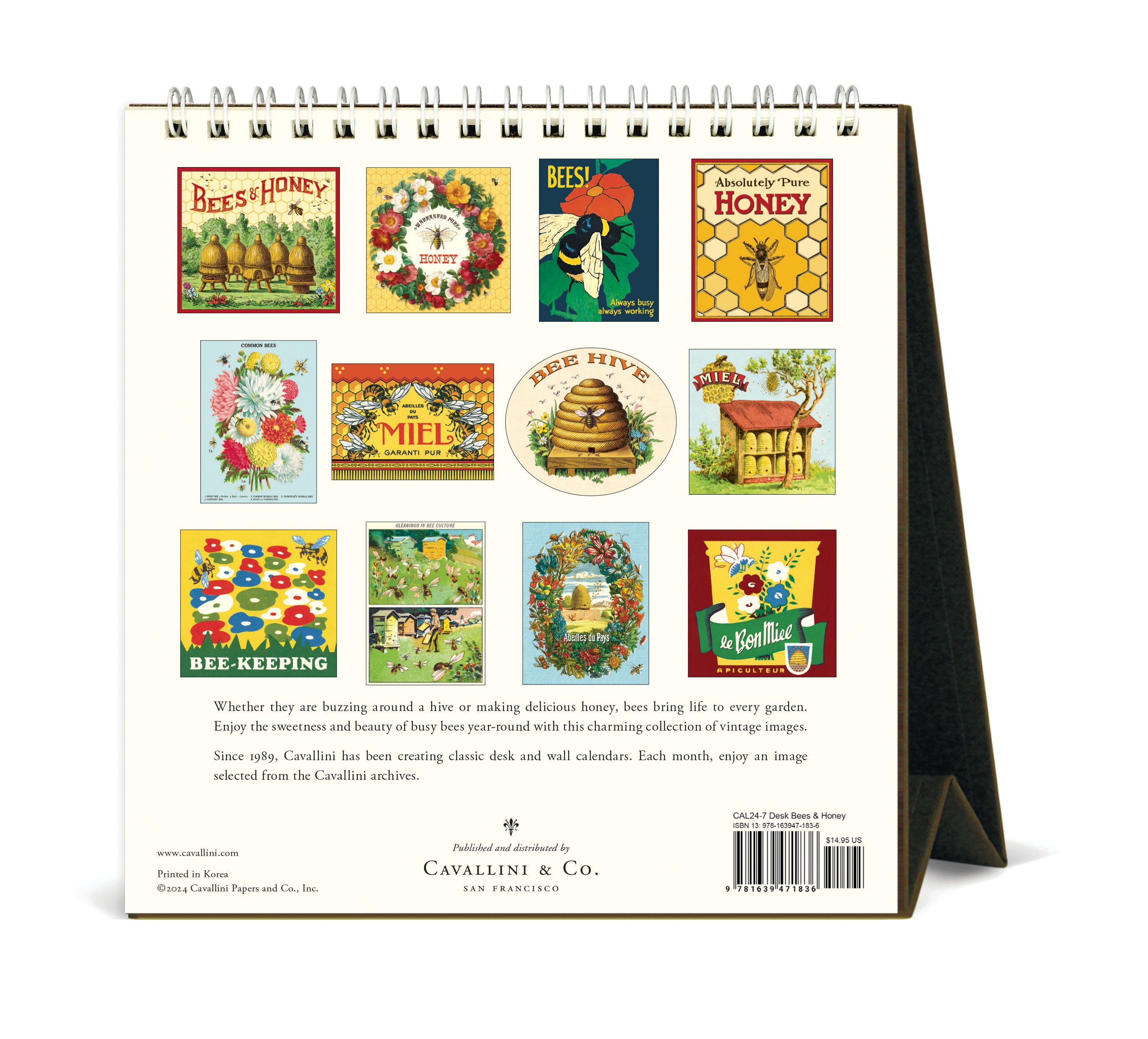 Cavallini & Co. 2025 Desk Calendar Bees & Honey Stocklist