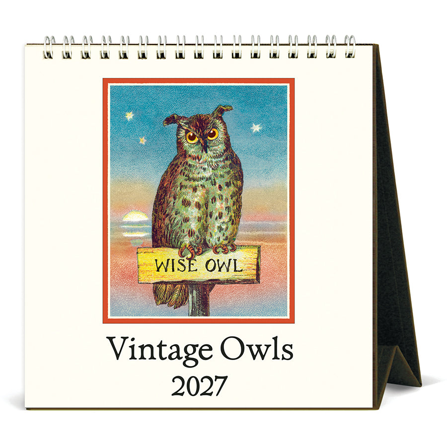 Cavallini & Co. 2027 Desk Calendar - Vintage Owls