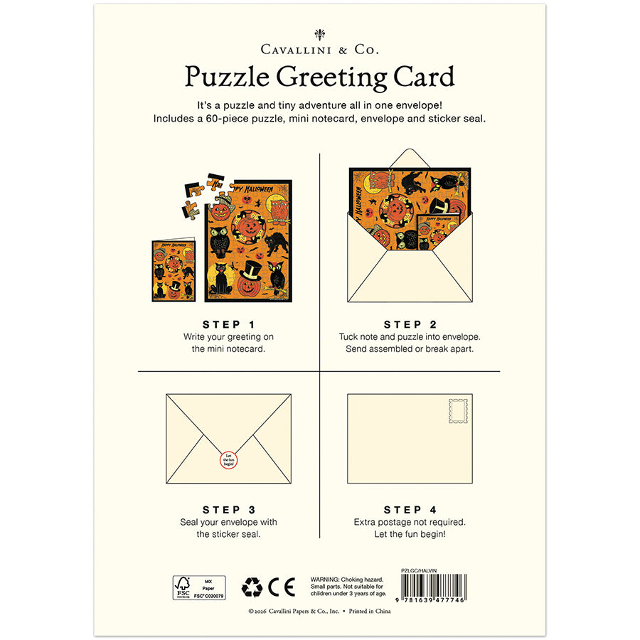 Cavallini & Co. Puzzle Greeting Card - Vintage Halloween