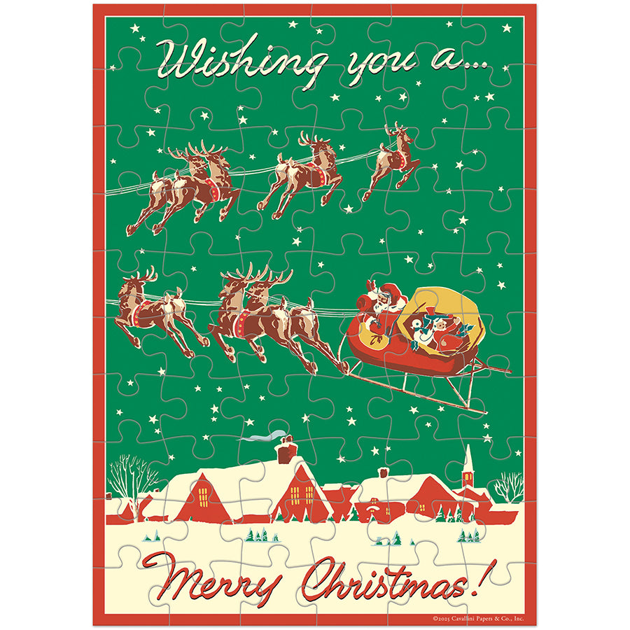 *Coming Soon Spring 2026* Cavallini & Co. Puzzle Greeting Card - Christmas Reindeer