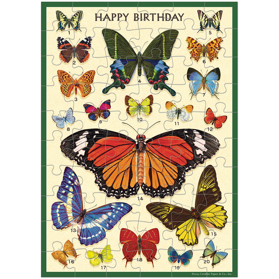 *Coming Soon Spring 2026* Cavallini & Co. Puzzle Greeting Card - Happy Birthday Butterflies
