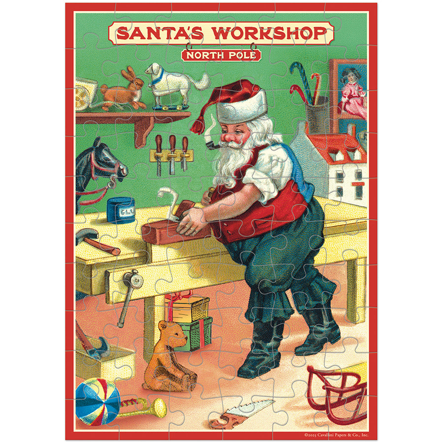 *Coming Soon Spring 2026* Cavallini & Co. Puzzle Greeting Card - Santa's Workshop