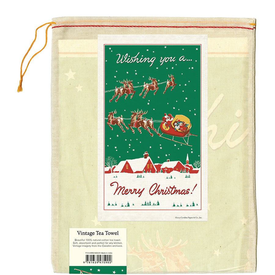 Cavallini & Co. Tea Towel - Christmas Reindeer