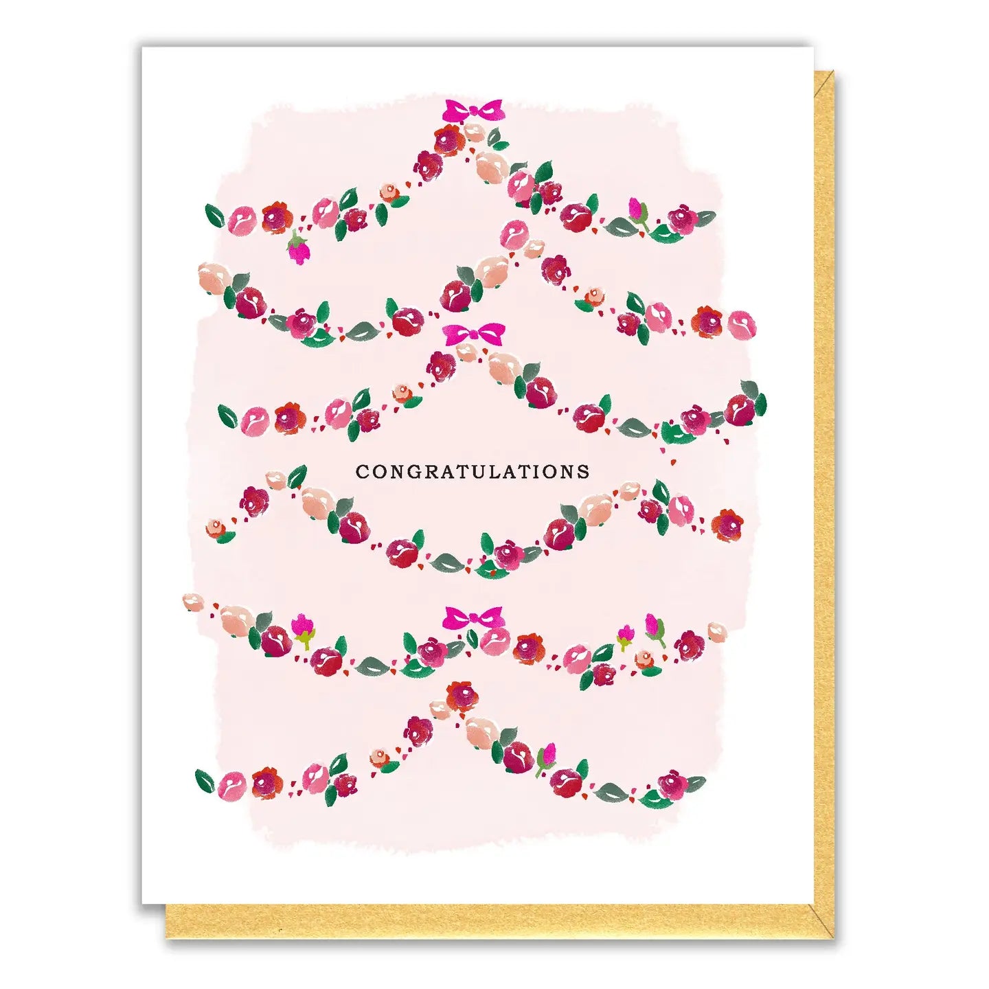 Greeting card with floral design and 'Congratulations' text on a pink background
