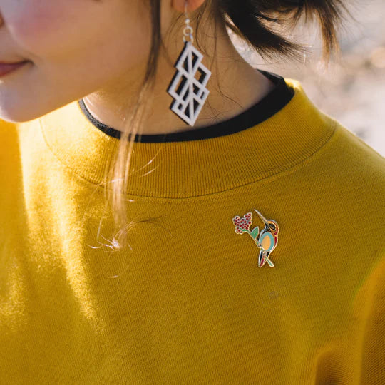 Enamel Pin - Hummingbird and Elderberry