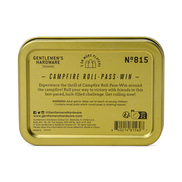 Back of the tin for Campfire Roll-Pass-Win