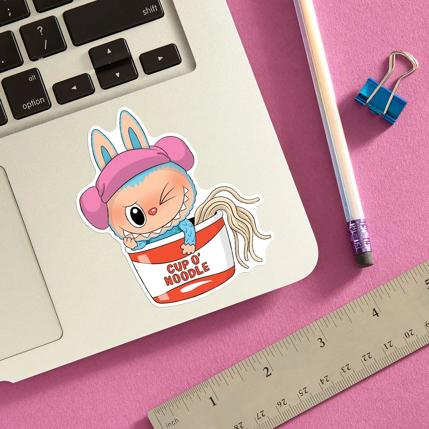Labubu Ramen Noodle Cup Die Cut Sticker