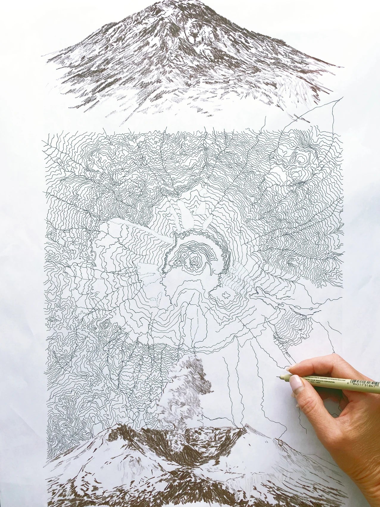 Turn of the Centuries - Mount St Helens Washington Topographical Map + Mountain Sketches