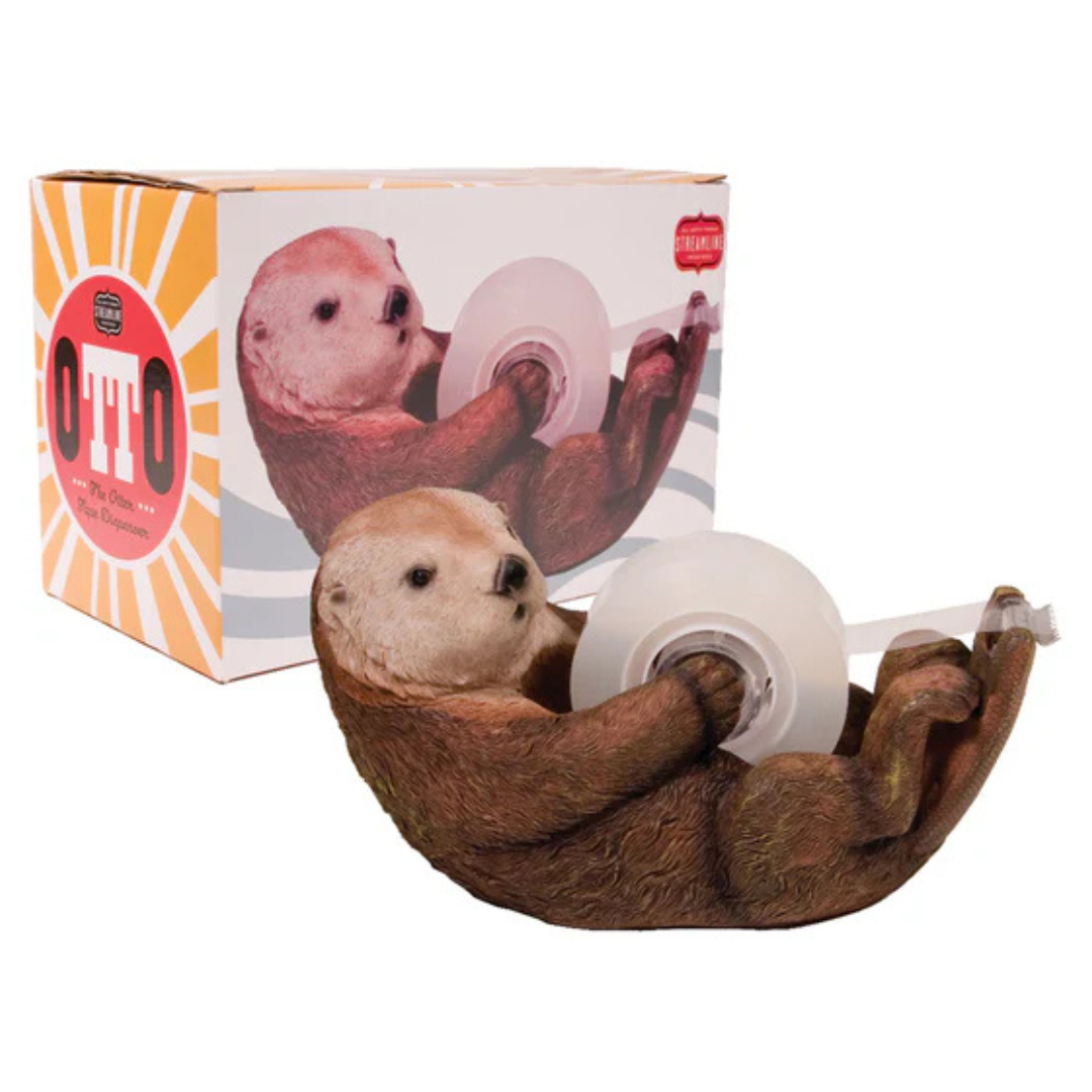 Otter tape dispenser holding a roll of tape