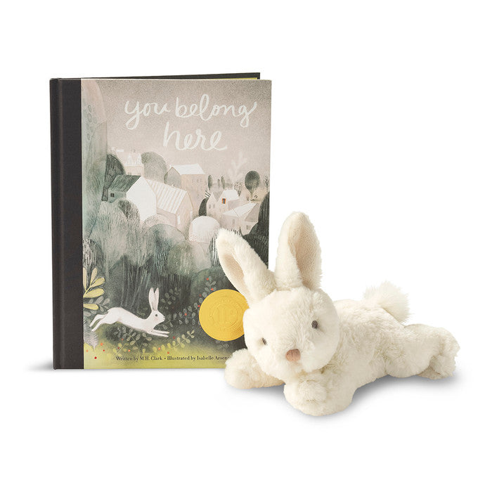 Bunny and the book featuring the bunny "You Belong Here"