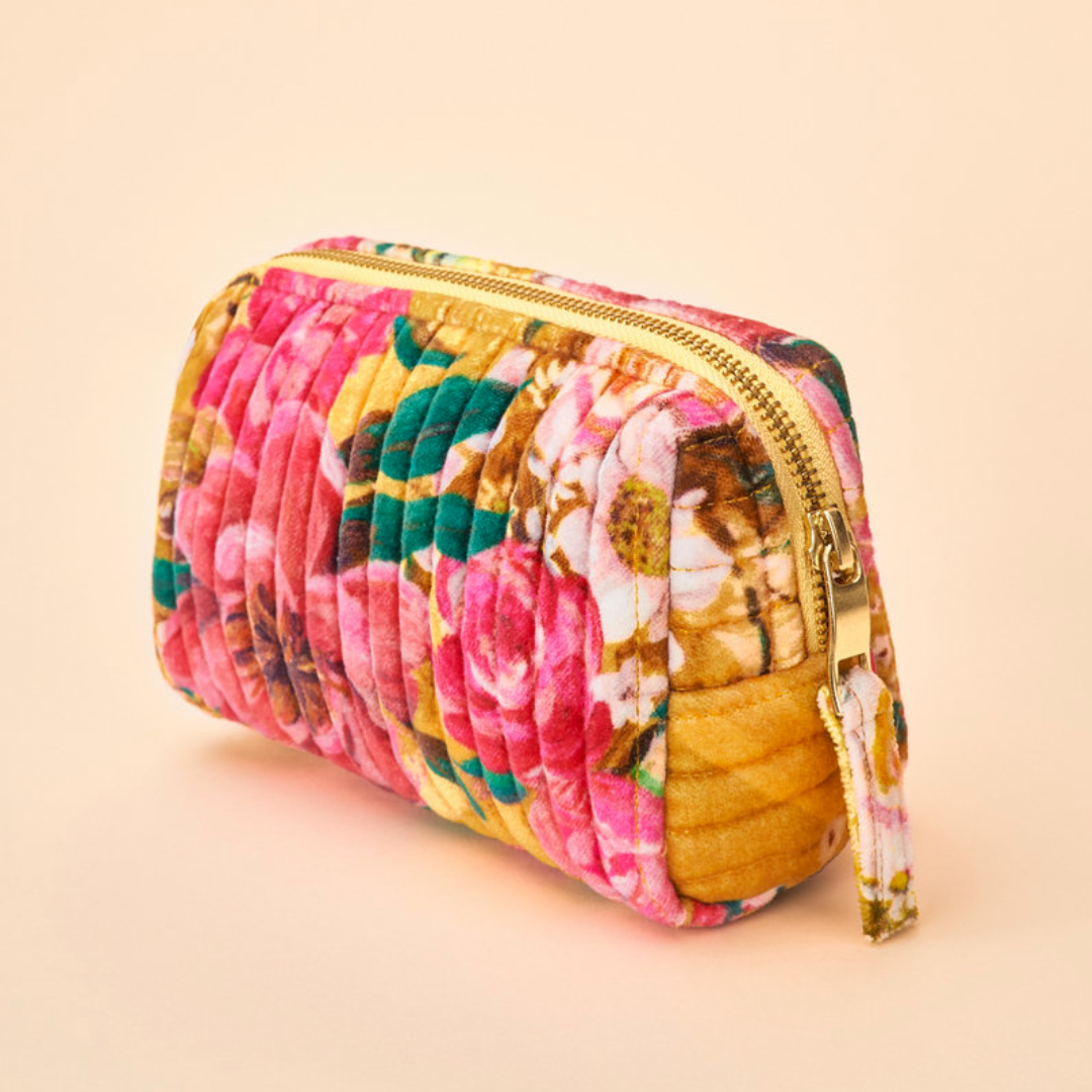 Impressionist Floral - Mustard Quilted Vanity Bag