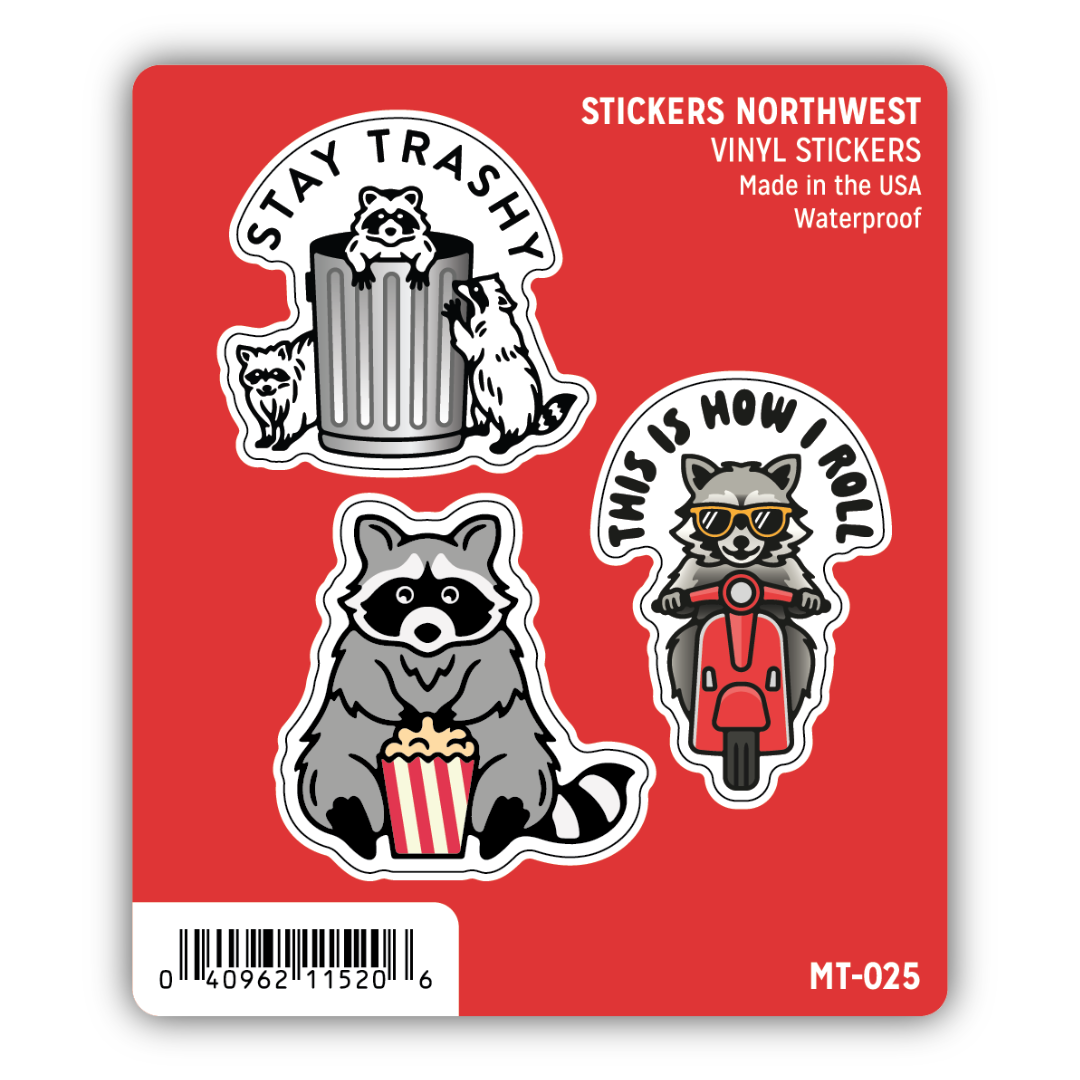 Raccoon Mini Trio Sticker Set