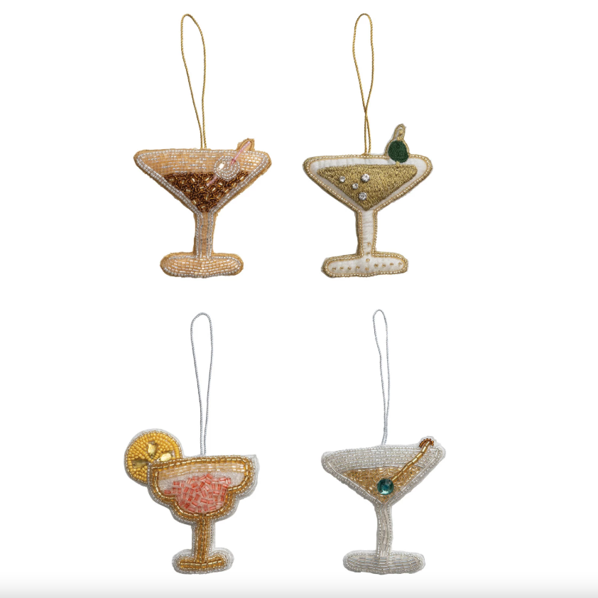 Fabric Cocktail Ornament w/ Beads