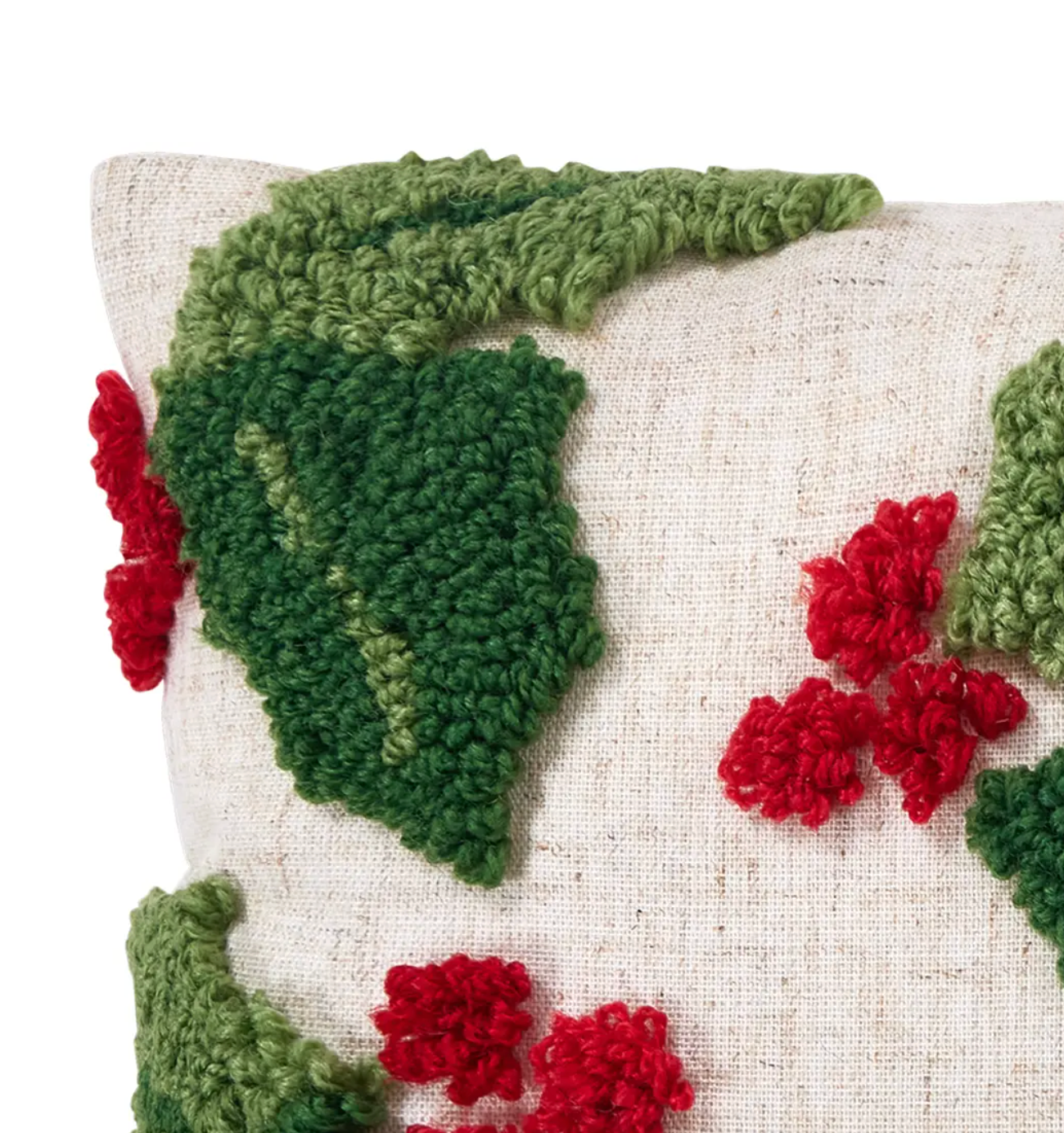 Holly w/ Berries Tuffted Pillow