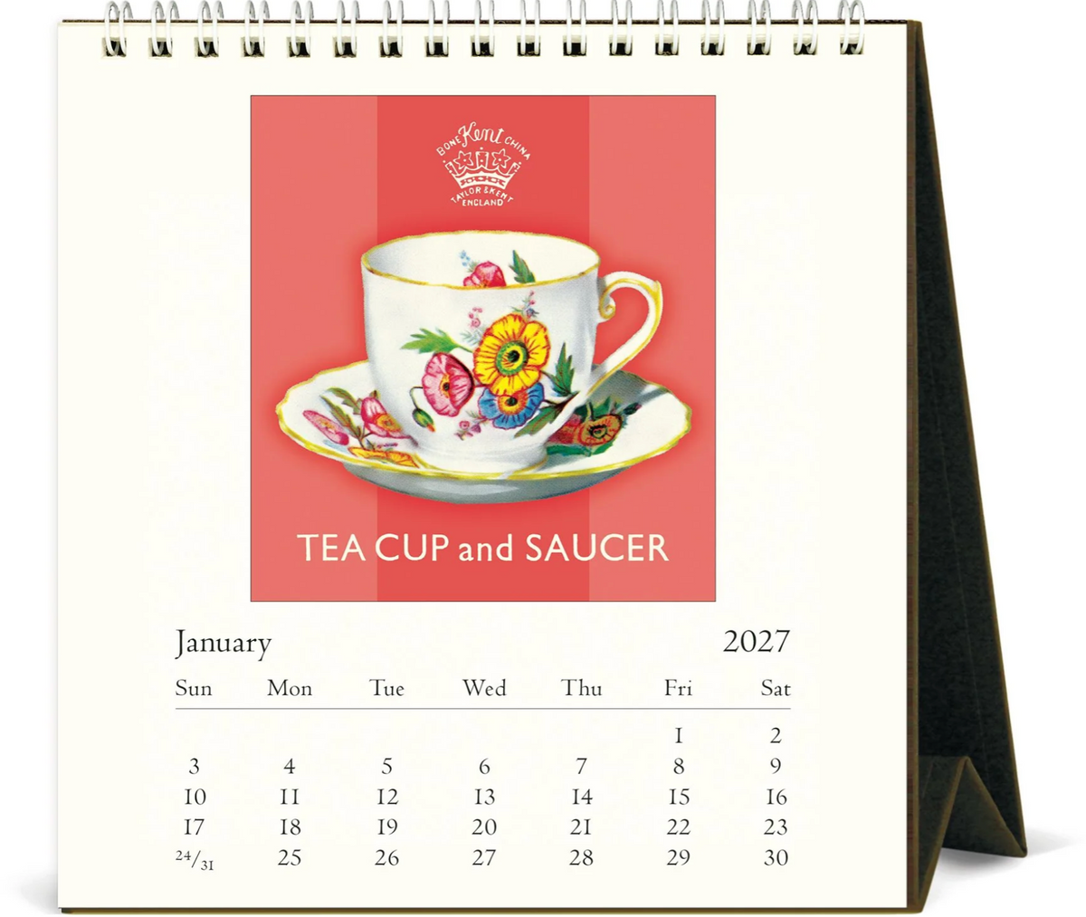 Cavallini & Co. 2027 Desk Calendar - Tea Time
