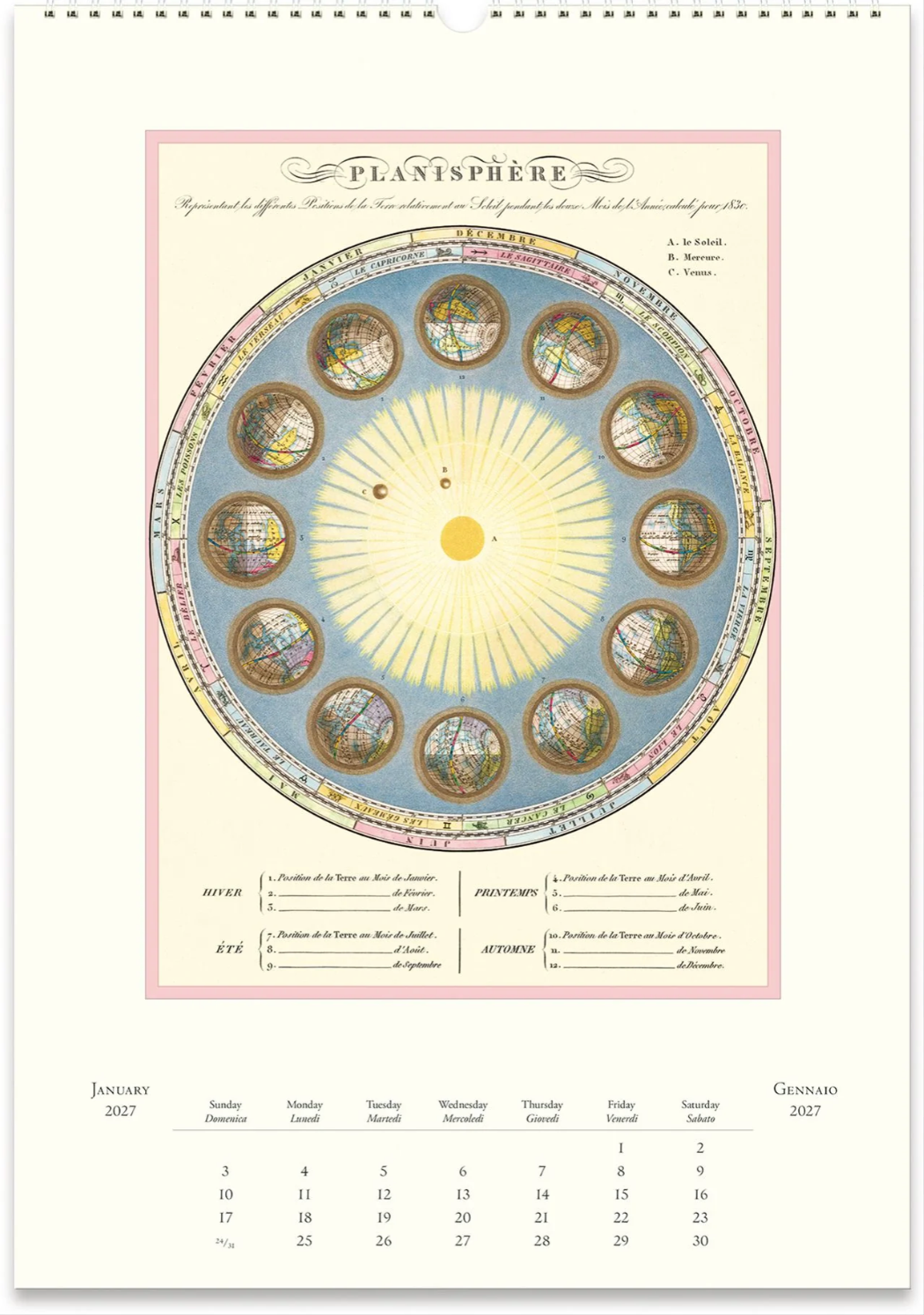 Cavallini & Co. 2027 Wall Calendar - Astronomy