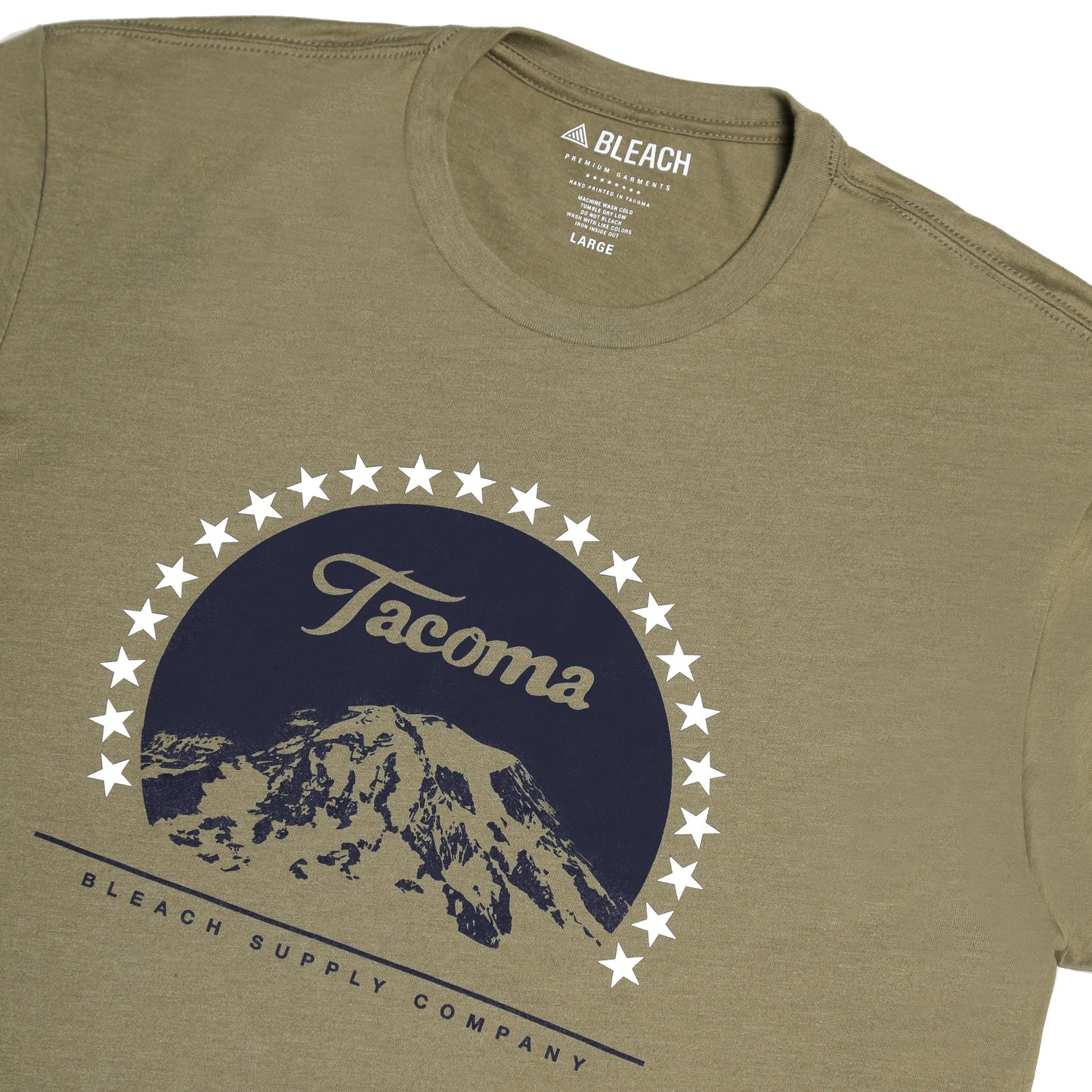 Tahoma Tee - Light Olive, Blue, White