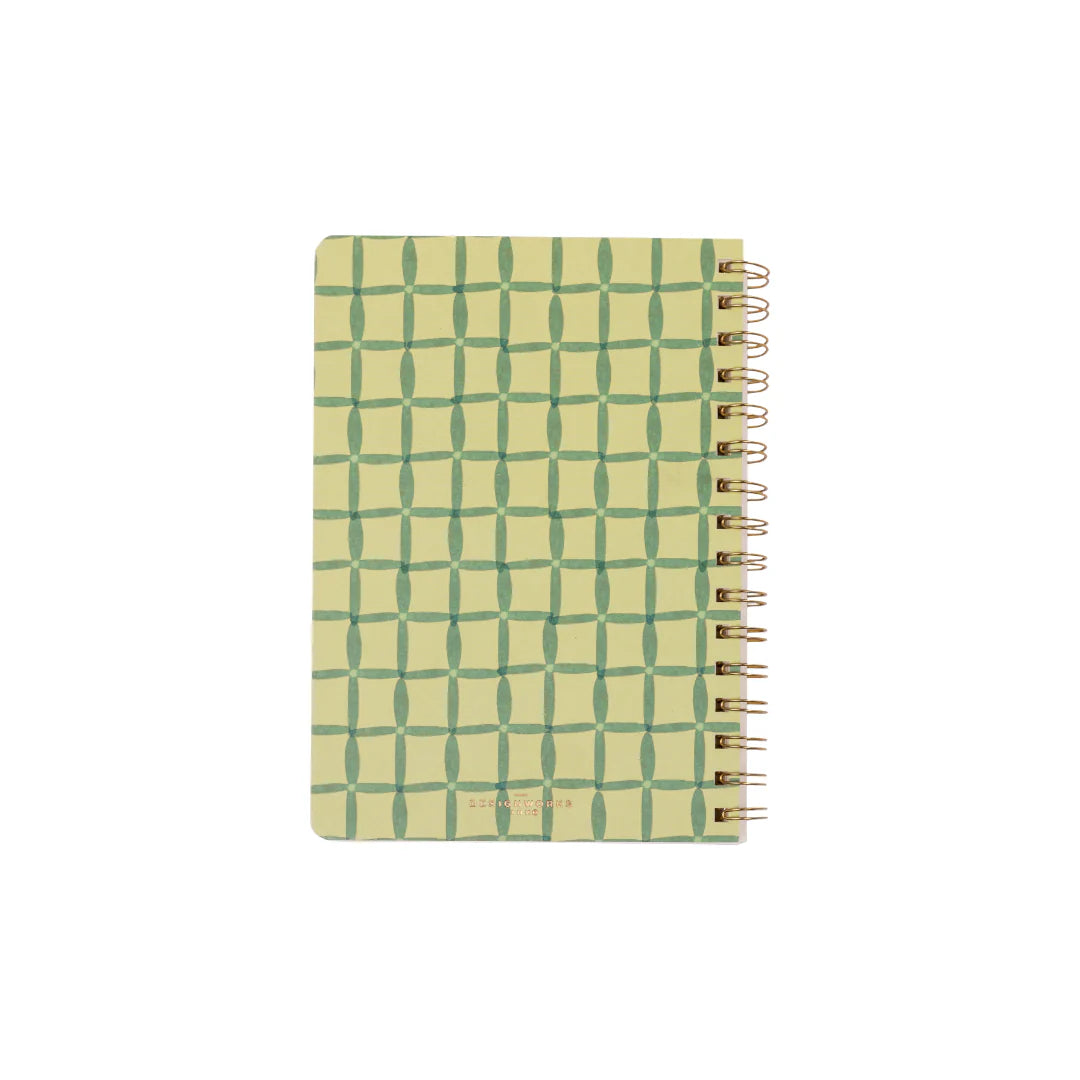 Tulip Twin Wire Notebook - Small Green Lattice