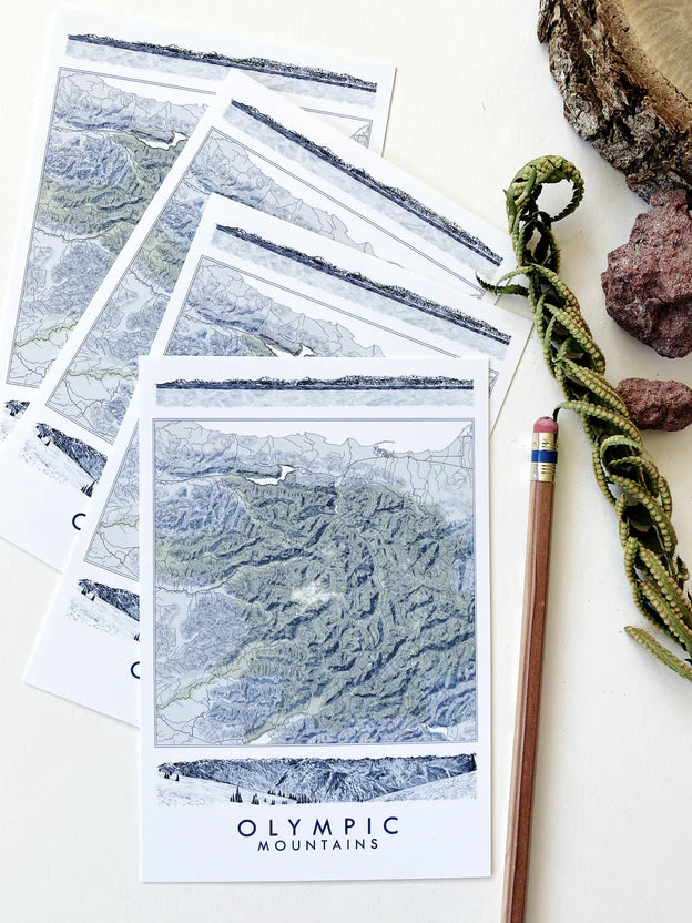 Turn of the Centuries - Olympic Mountains, Washington Map Postcard