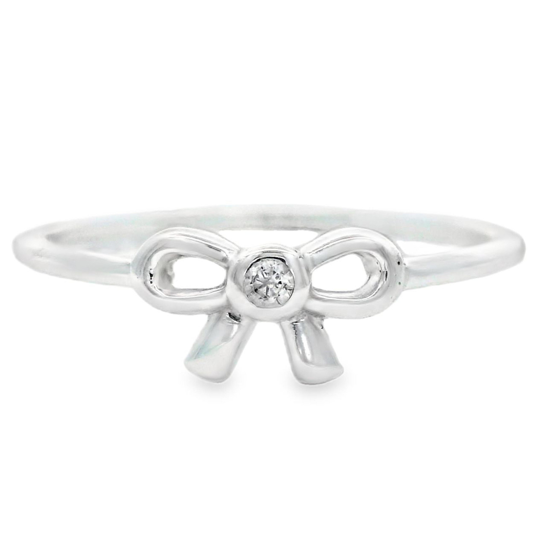 Silver Cute CZ Bow Ring