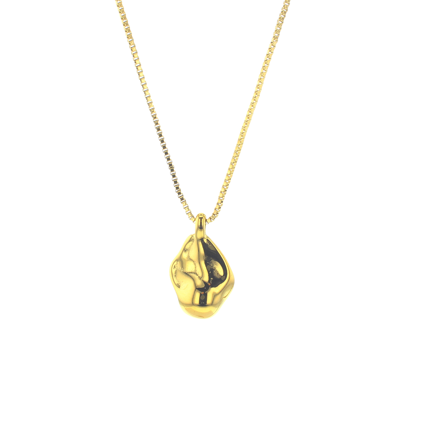 Goldtone necklace with an organic shaped pendant