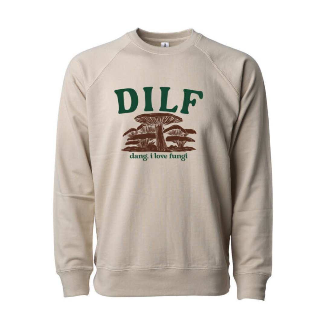 Dang I Love Fungi DILF Crewneck - Sandstone