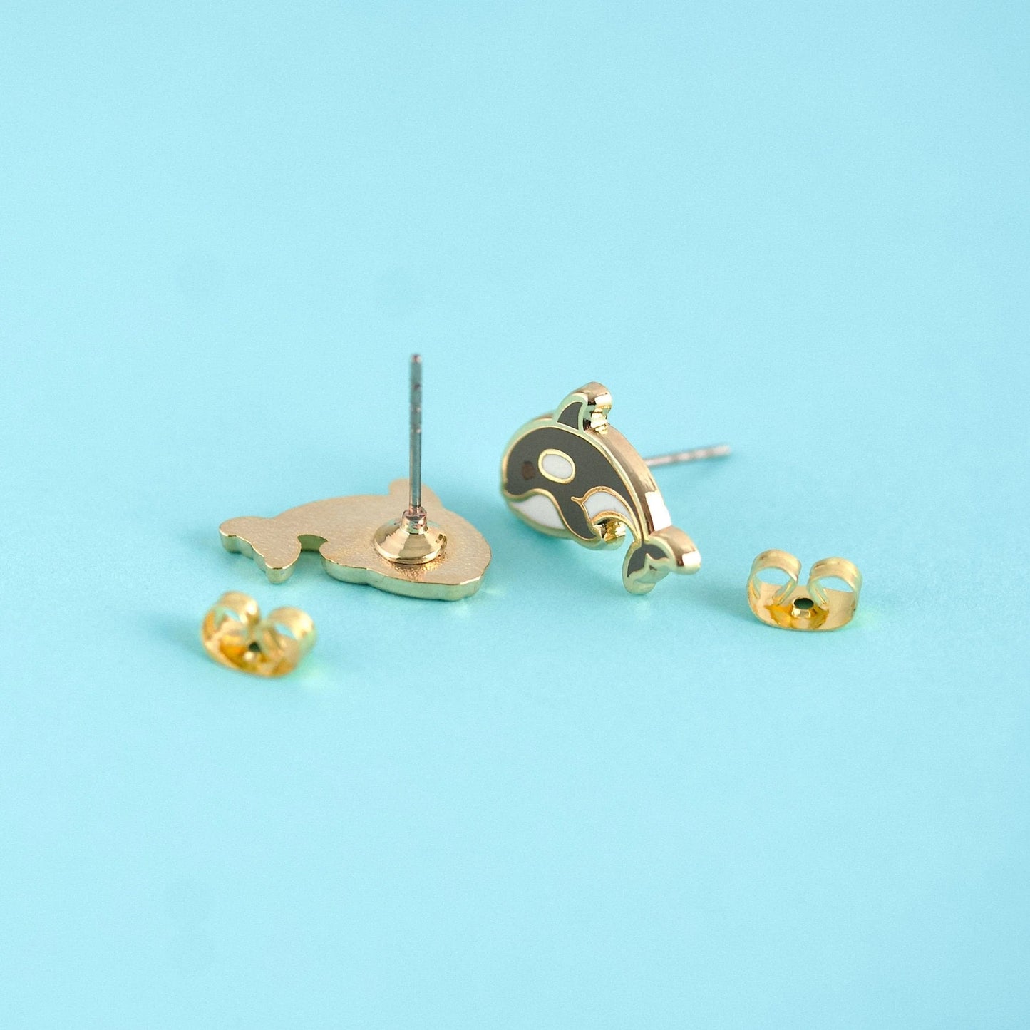 Back of earrings showing the posts and earring backs