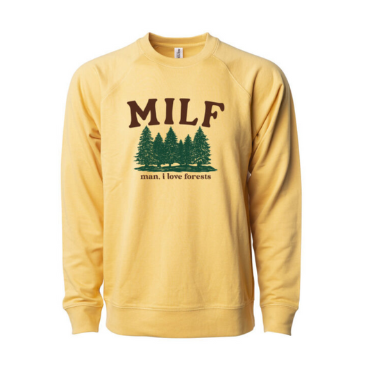 Man I Love Forests MILF Crewneck - Yellow