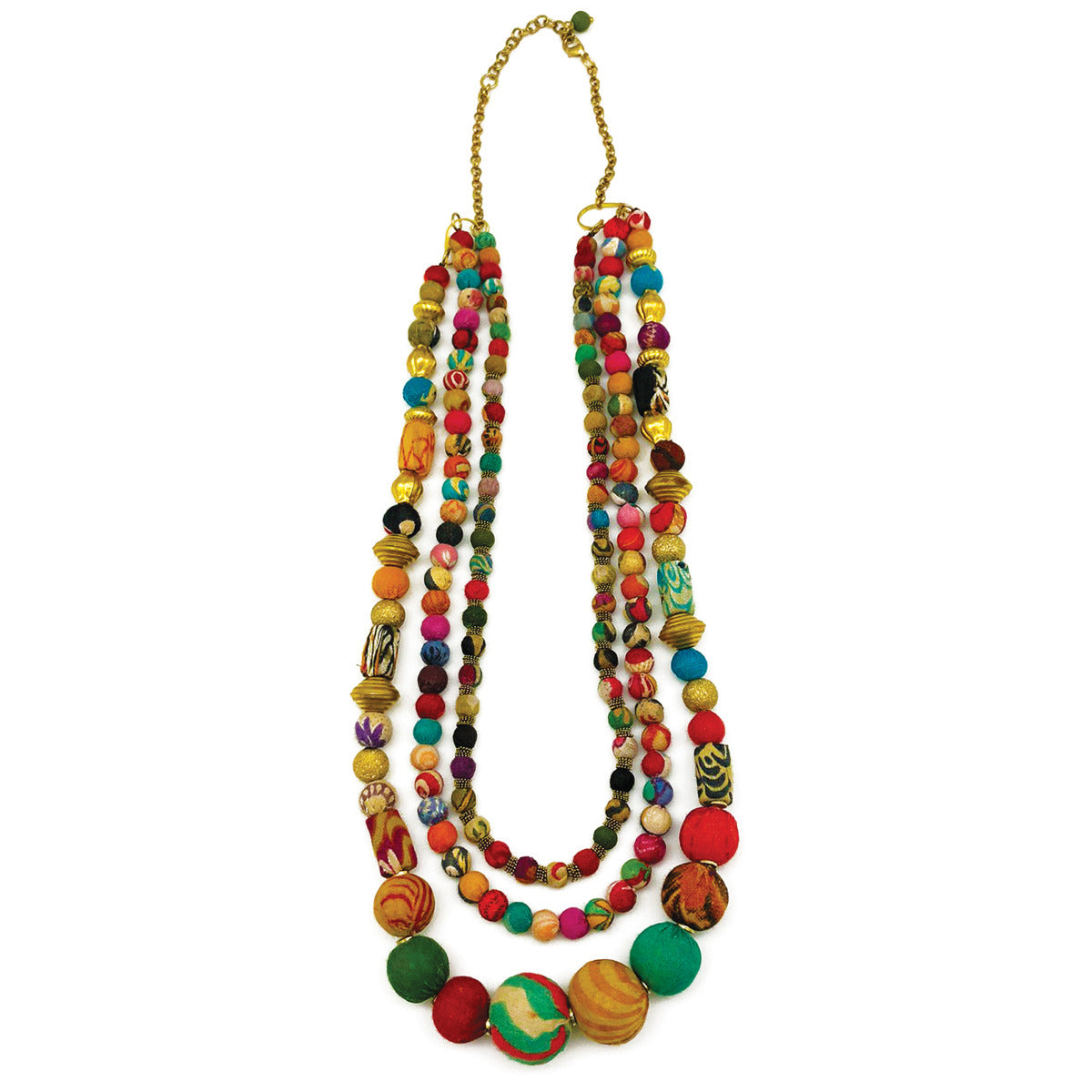 Aasha Necklace - Triple Strand Mixed Beads