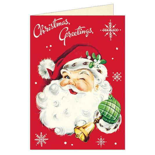 Cavallini & Co. Greeting Card - Christmas Greetings Santa