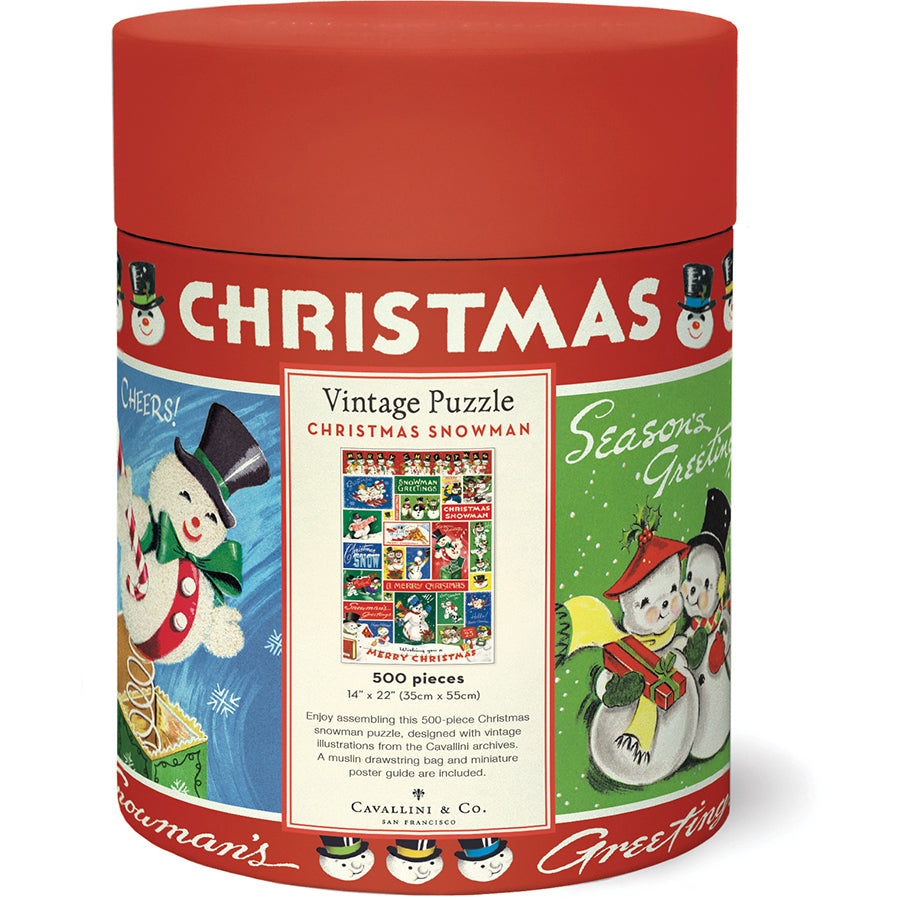 Cavallini & Co. 500 Piece Puzzle - Christmas Snowmen