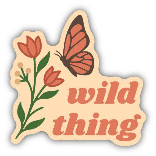 Wild Thing Flower w Butterfly Sticker