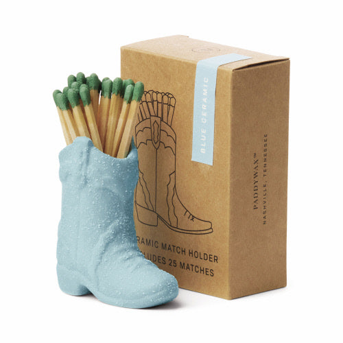 Paddywax Light Blue Vintage Match Holder Cowboy Boot