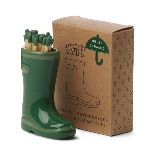 Paddywax Wellington Boot Match Holder - Dark Green