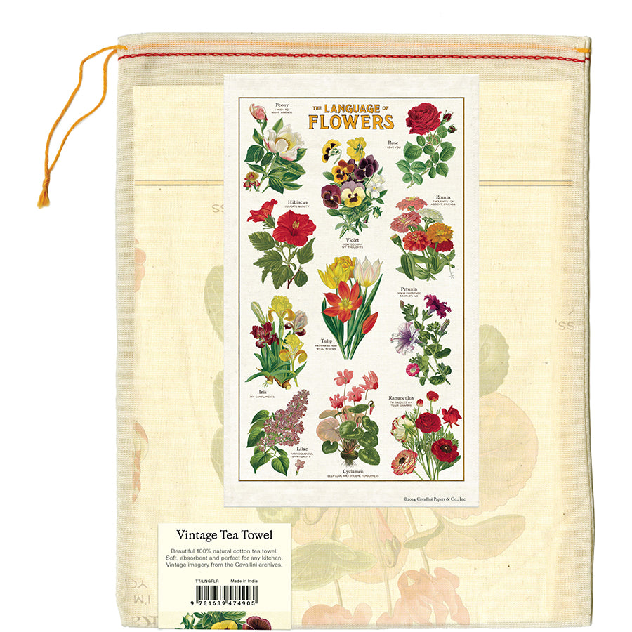 Cavallini & Co. Tea Towel - Language of Flowers