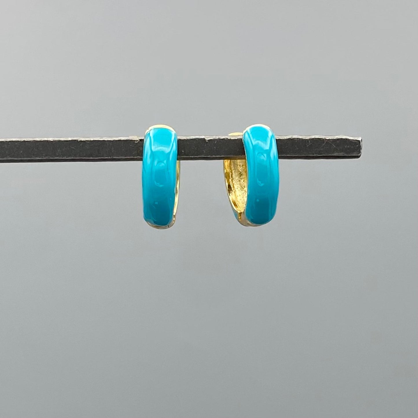 GF Chunky Teal Enamel Huggies