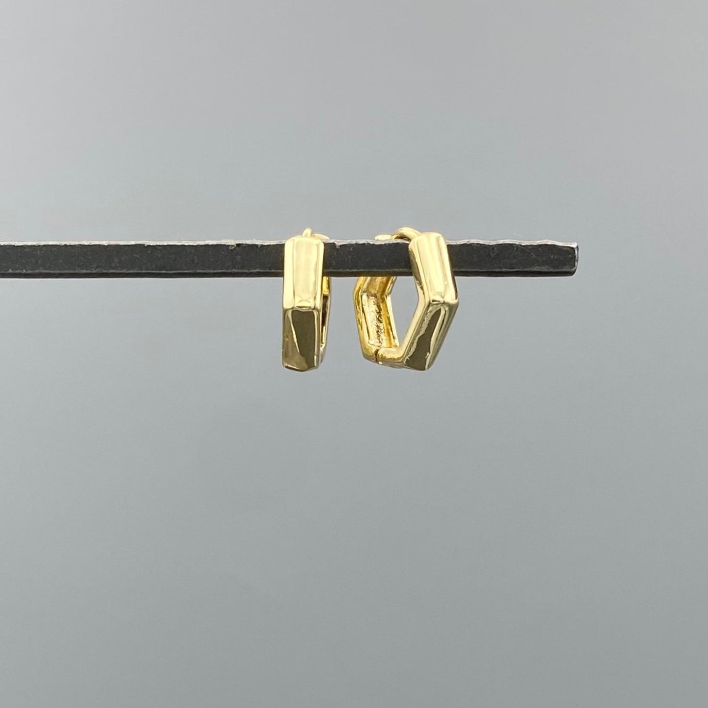 Hexagon Huggie Hoops GF